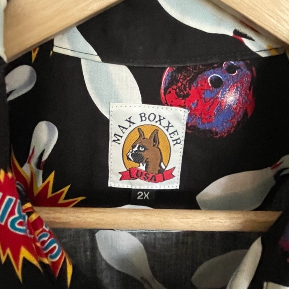 NEW Max Boxxer Strike! Bowling Pins & Ball Print Button Down Shirt Men’s 2XL - Picture 10 of 10